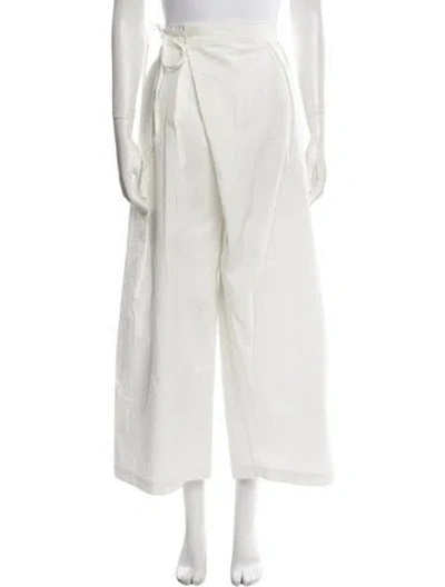 Pre-owned Deiji Studios Linen Wide Leg Pants In White