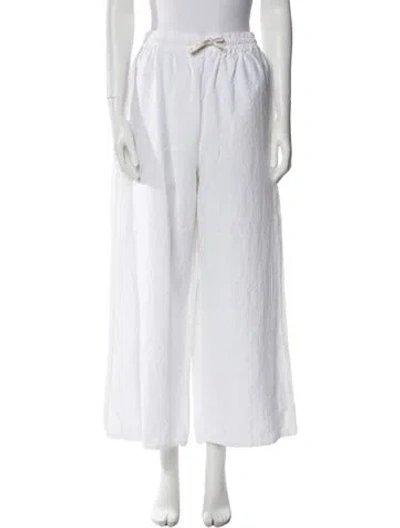 Pre-owned Deiji Studios Linen Wide Leg Pants In White
