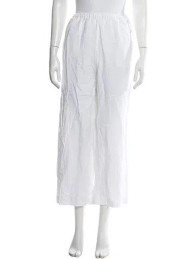 Pre-owned Deiji Studios Linen Wide Leg Pants In White