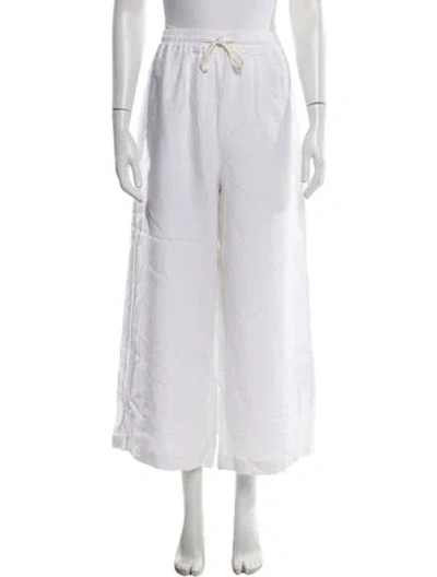 Pre-owned Deiji Studios Linen Wide Leg Pants In White
