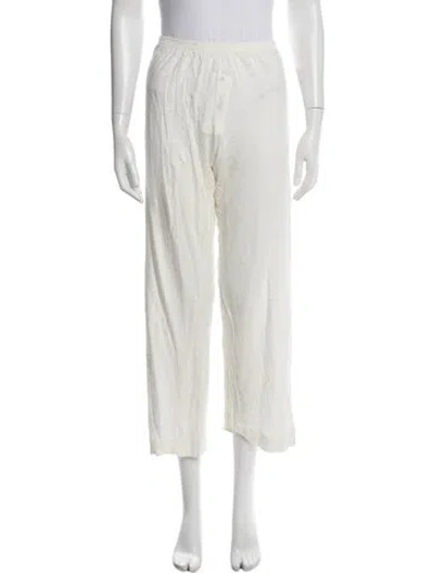 Pre-owned Deiji Studios Linen Wide Leg Pants In White
