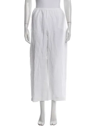 Pre-owned Deiji Studios Linen Wide Leg Pants In White