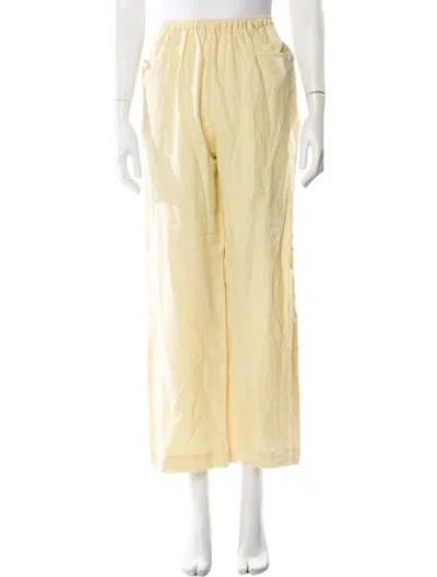 Pre-owned Deiji Studios Linen Wide Leg Pants In Yellow