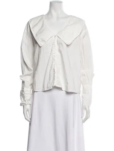 Pre-owned Deiji Studios Long Sleeve Blouse In White