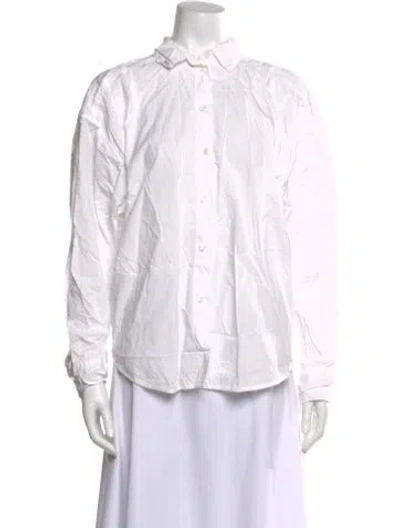 Pre-owned Deiji Studios Long Sleeve Button-up Top In White