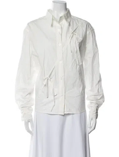 Pre-owned Deiji Studios Long Sleeve Button-up Top In White