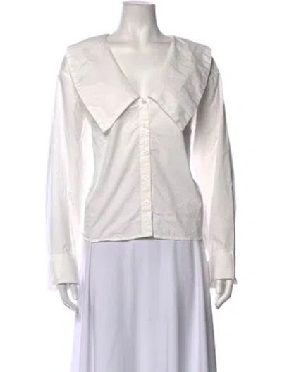 Pre-owned Deiji Studios Long Sleeve Button-up Top In White