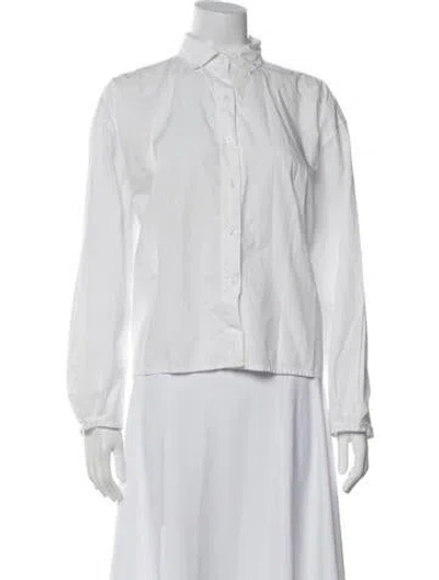 Pre-owned Deiji Studios Long Sleeve Button-up Top In White
