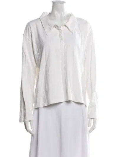 Pre-owned Deiji Studios Long Sleeve Polo In White