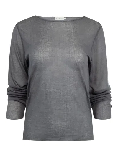 Deiji Studios Long-sleeve Ribbed T-shirt In Gray