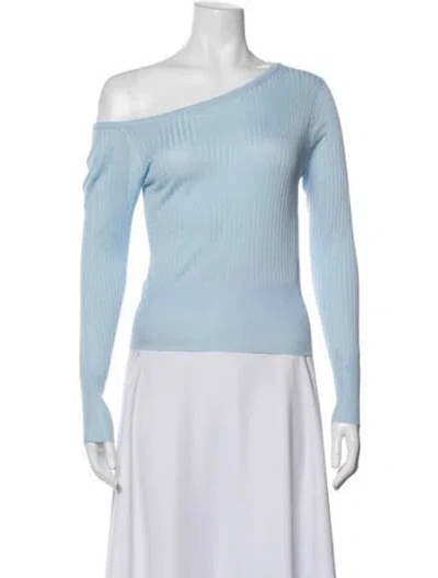 Pre-owned Deiji Studios Off-the-shoulder Long Sleeve Top In Blue