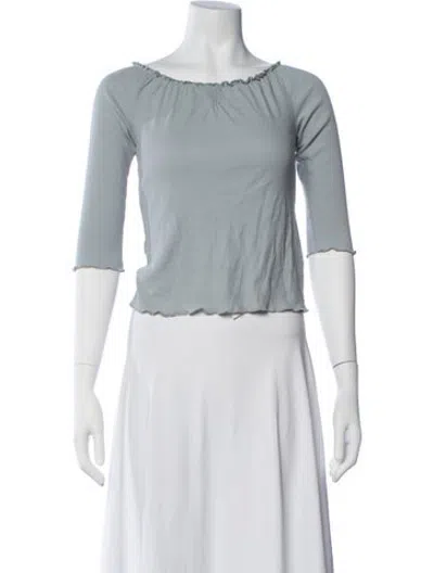 Pre-owned Deiji Studios Off-the-shoulder Three-quarter Sleeve Top In Blue