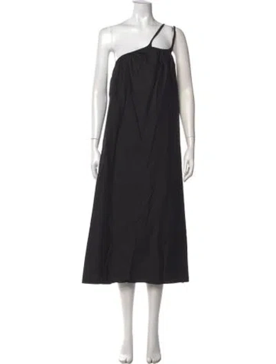 Pre-owned Deiji Studios One-shoulder Long Dress In Black