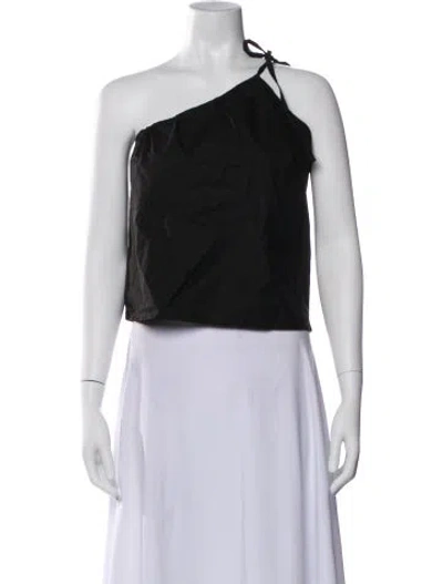 Pre-owned Deiji Studios One-shoulder Sleeveless Crop Top In Black