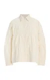 Deiji Studios Oversized Gathered Cotton Shirt In Yellow