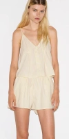 Deiji Studios Striped Cotton Poplin Short Set In Neutral