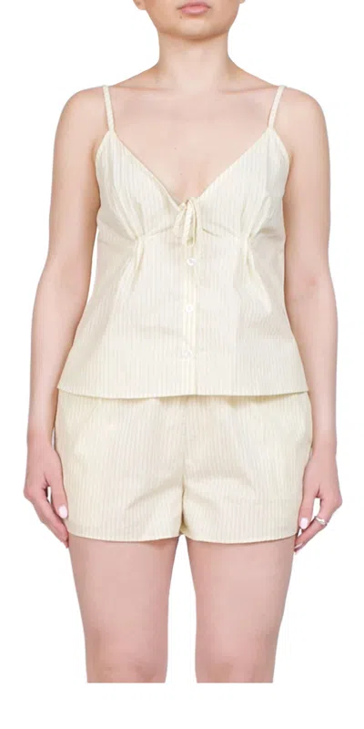 DEIJI STUDIOS PLACKET SHORT SET IN BUTTER STRIPE