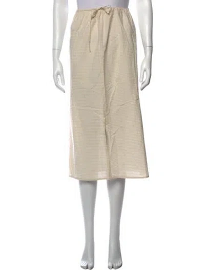 Pre-owned Deiji Studios Plaid Print Midi Length Skirt W/ Tags In Neutrals