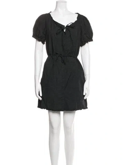 Pre-owned Deiji Studios Plaid Print Mini Dress In Black