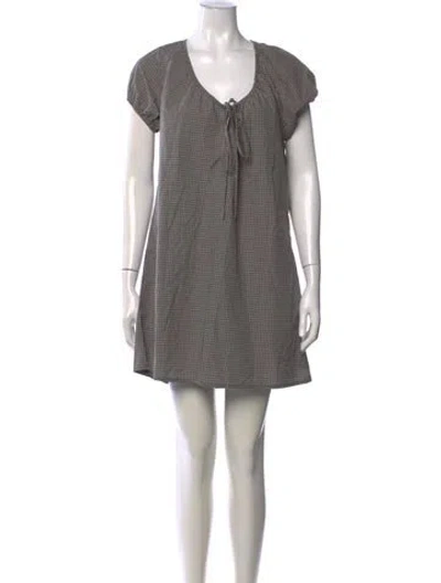 Pre-owned Deiji Studios Plaid Print Mini Dress In Green