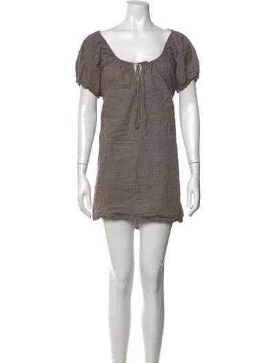 Pre-owned Deiji Studios Plaid Print Mini Dress In Multicolor
