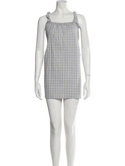 Pre-owned Deiji Studios Plaid Print Mini Dress In White