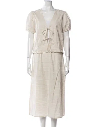 Pre-owned Deiji Studios Plaid Print Skirt Set In Neutrals