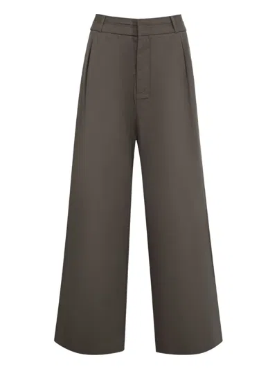 Deiji Studios Pleated Wide-leg Trousers In Brown