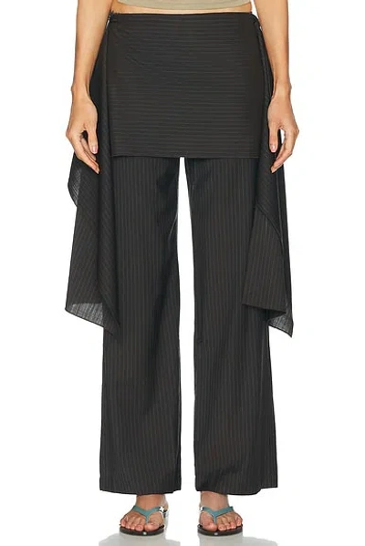Deiji Studios Striped Wool Flared Pants In Black