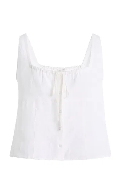 Deiji Studios Relaxed Linen Tie Top In White