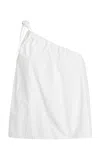 Deiji Studios Ruched-strap Cotton Poplin Top In White