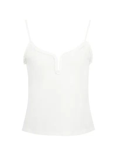 Deiji Studios Ruffle-trim Clasp Singlet Top In White