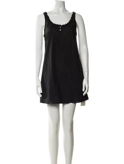 Pre-owned Deiji Studios Scoop Neck Mini Dress In Black