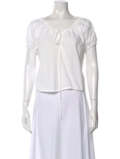 Pre-owned Deiji Studios Scoop Neck Short Sleeve Top In White