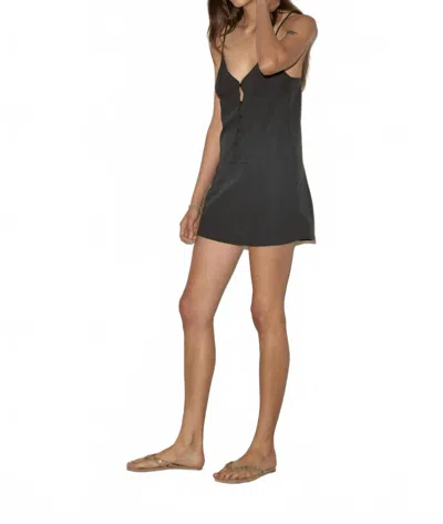 DEIJI STUDIOS SEAM FRONT V-NECK MINI DRESS IN BLACK