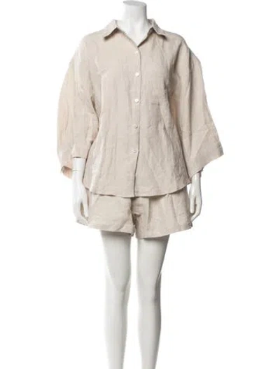 Pre-owned Deiji Studios Short Set In Neutral
