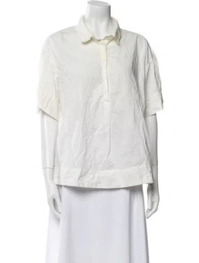 Pre-owned Deiji Studios Short Sleeve Button-up Top In Neutral