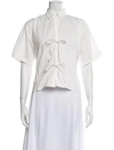 Pre-owned Deiji Studios Short Sleeve Button-up Top In Neutrals