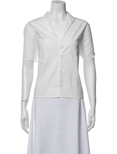 Pre-owned Deiji Studios Short Sleeve Button-up Top In White