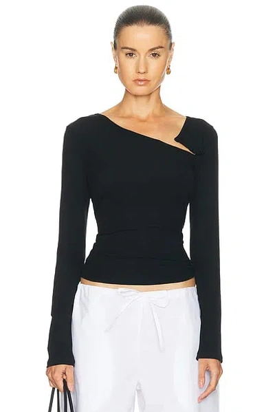 Deiji Studios Shoulder Tie Top In Black