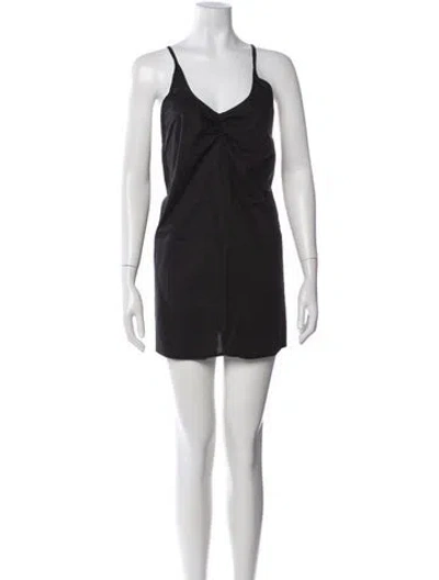 Pre-owned Deiji Studios Silk Mini Dress In Black