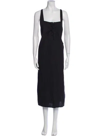 Pre-owned Deiji Studios Square Neckline Long Dress In Black