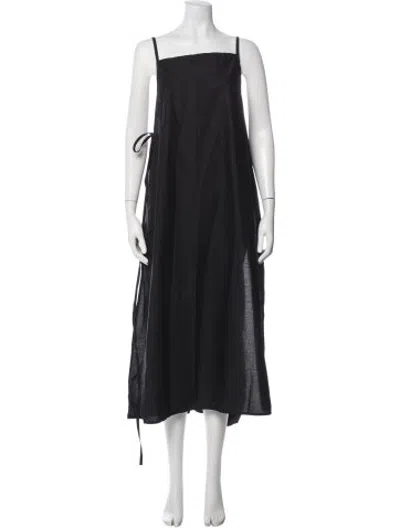 Pre-owned Deiji Studios Square Neckline Long Dress In Black