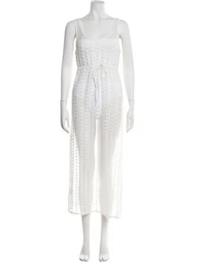Pre-owned Deiji Studios Square Neckline Long Dress In White