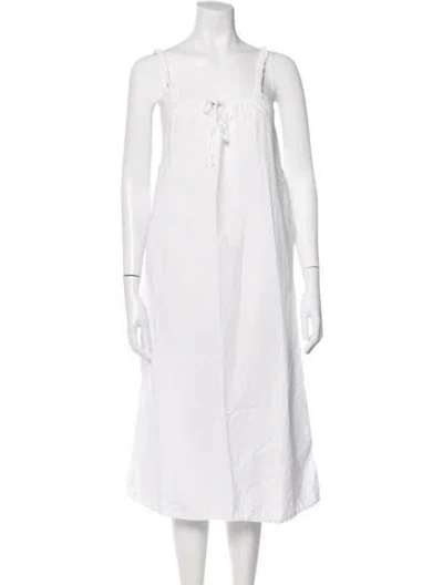 Pre-owned Deiji Studios Square Neckline Long Dress In White