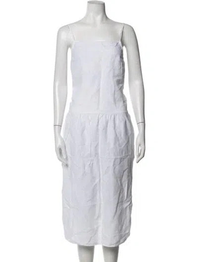 Pre-owned Deiji Studios Square Neckline Long Dress In White