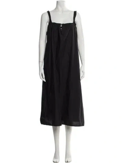 Pre-owned Deiji Studios Square Neckline Midi Length Dress In Black
