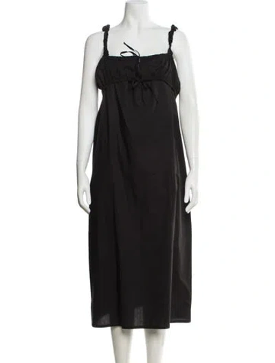 Pre-owned Deiji Studios Square Neckline Midi Length Dress In Black