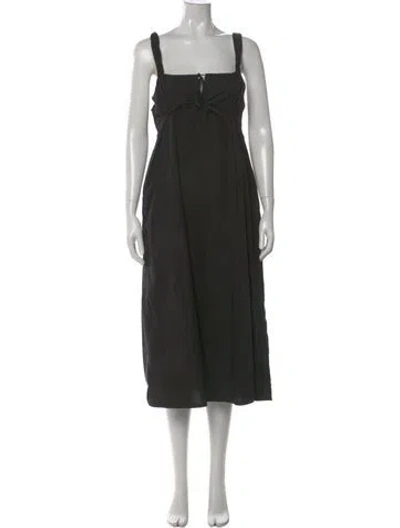 Pre-owned Deiji Studios Square Neckline Midi Length Dress In Black