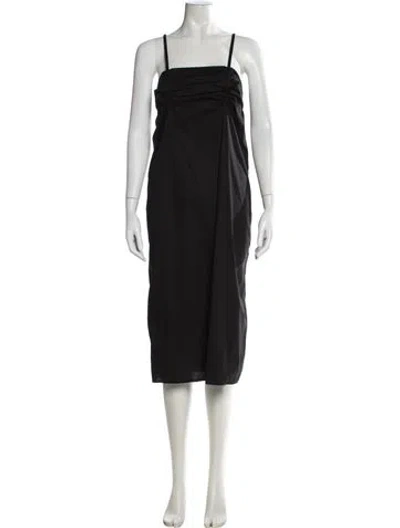 Pre-owned Deiji Studios Square Neckline Midi Length Dress In Black